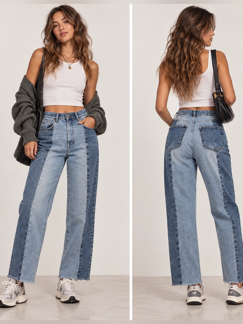 PacSun Two-Tone Vertical Stripe Straight Leg High Rise 90’s Edgy Y2K Jeans Sz 27